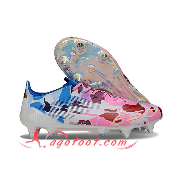 Adidas Chaussures de Foot F50 ELITE SG Bleu/Rose/Blanc
