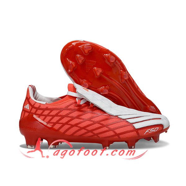 Adidas Chaussures de Foot F50 Elite FG Rouge/Blanc