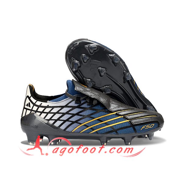 Adidas Chaussures de Foot F50 Elite FG Noir/Bleu/Jaune