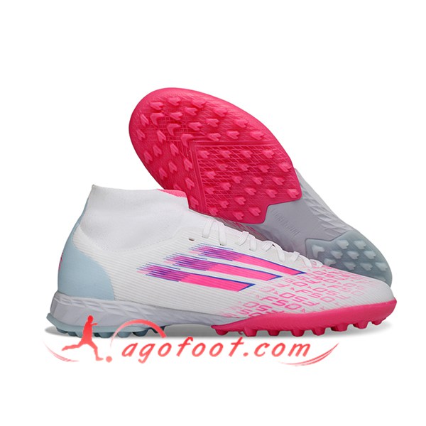 Adidas Chaussures de Foot F50 Sparkfusion League TF Blanc/Rose/Bleu