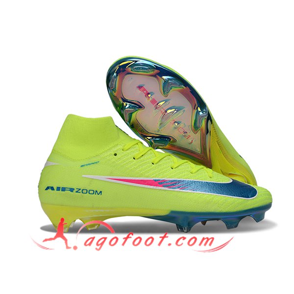 Nike Chaussures de Foot Air Zoom Mercurial Superfly IIX Elite FG Vert/Bleu/Rose