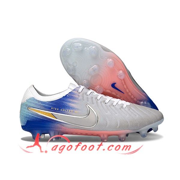 Nike Chaussures de Foot Tiempo Legend X Elite FG Gris/Bleu/Rose