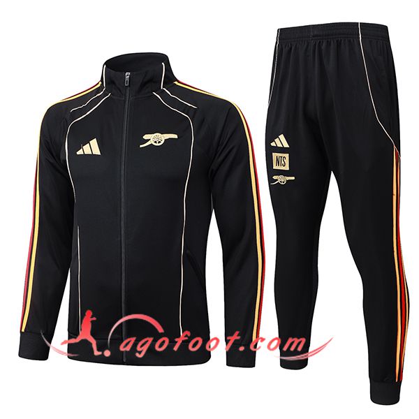 Ensemble Survetement de Foot Veste Arsenal Noir/Rouge/Jaune 2025/2026