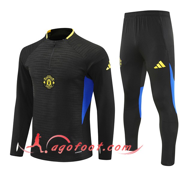 Ensemble Survetement de Foot Manchester United Noir/Bleu/Jaune 2025/2026 -02