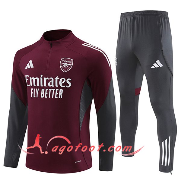 Ensemble Survetement de Foot Arsenal Rouge/Gris 2025/2026