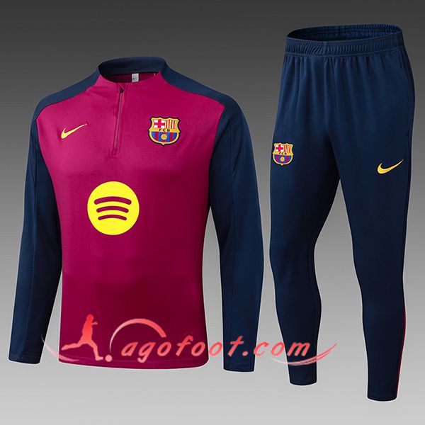 Ensemble Survetement de Foot FC Barcelone Enfant Pourpre/Bleu/Jaune 2025/2026