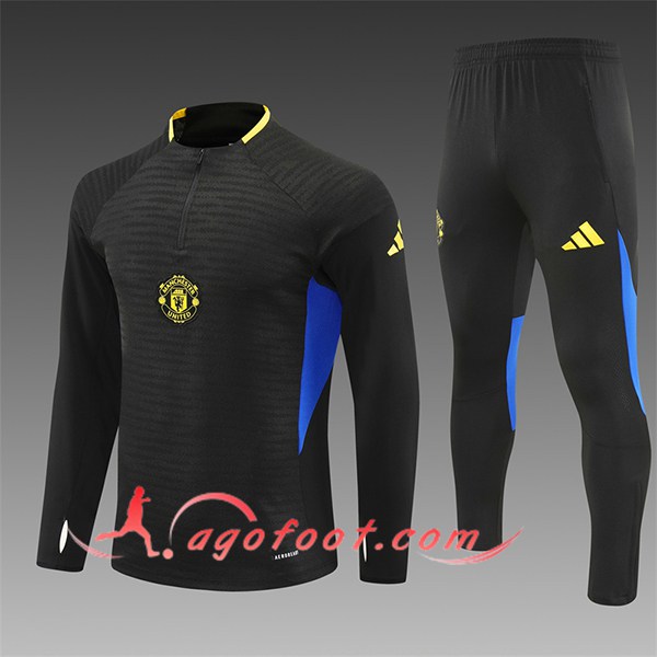 Ensemble Survetement de Foot Manchester United Enfant Noir/Bleu/Jaune 2025/2026