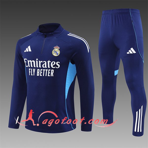 Ensemble Survetement de Foot Real Madrid Enfant Bleu Royal 2025/2026