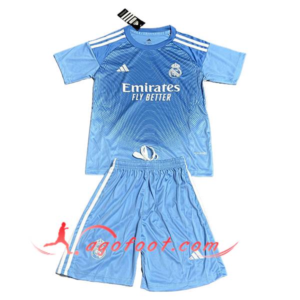 Maillot de Foot Real Madrid Enfant Gardien De But Bleu Clair 2025/2026