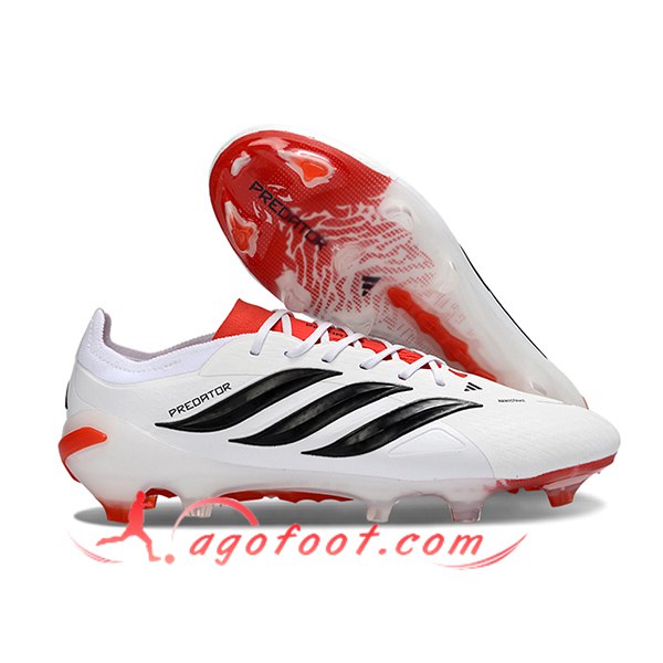 Adidas Chaussures de Foot 26 Predator Elite FG Blanc/Noir/Orange