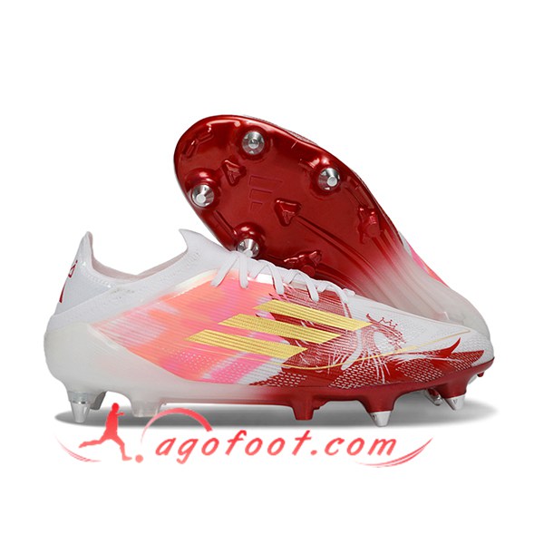 Adidas Chaussures de Foot F50 Elite SG Blanc/Rose/Rouge