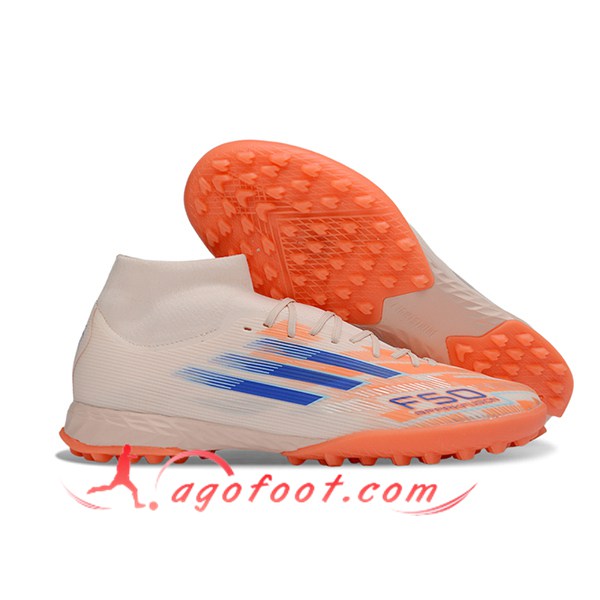 Adidas Chaussures de Foot F50 Sparkfusion League TF Orange/Bleu -02