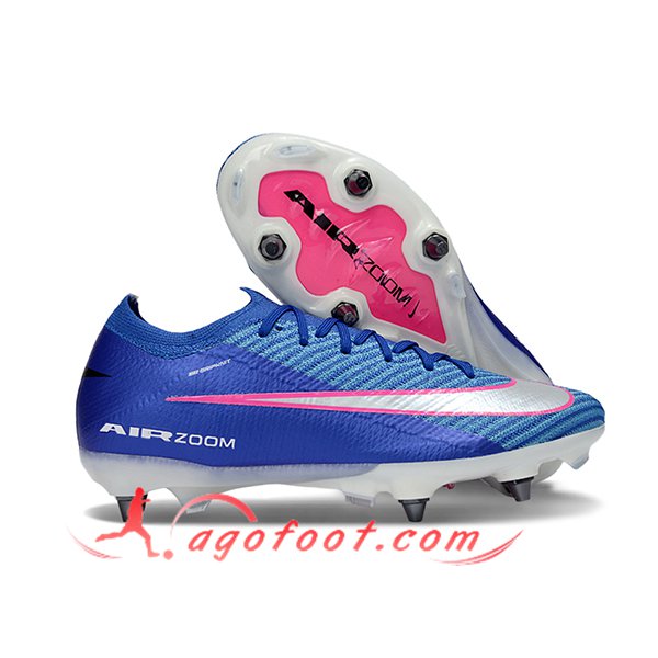 Nike Chaussures de Foot AIR ZOOM MERCURIAL VAPOR XVI ELITE SG-PRO Bleu/Gris/Rose
