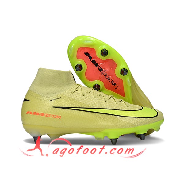 Nike Chaussures de Foot Air Zoom Mercurial Superfly IIX Elite SG Jaune/Noir