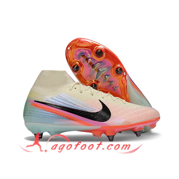 Nike Chaussures de Foot Air Zoom Mercurial Superfly IIX Elite SG Bleu/Rose