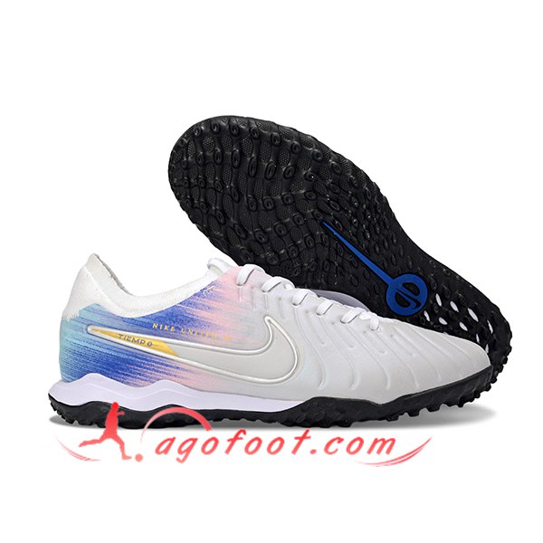 Nike Chaussures de Foot Tiempo Legend X PRO TF Gris/Bleu/Rose