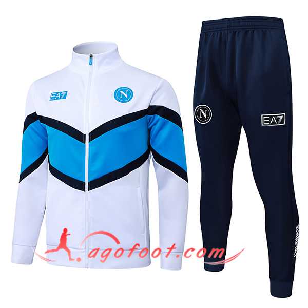 Ensemble Survetement de Foot Veste SSC Naples Blanc/Bleu 2025/2026