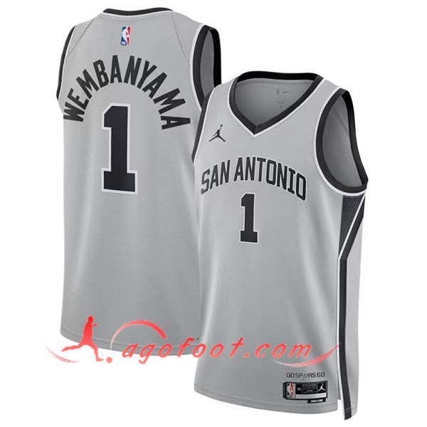 Maillot San Antonio Spurs (WEMBANYAMA #1) 2025/26 Gris/Noir -02