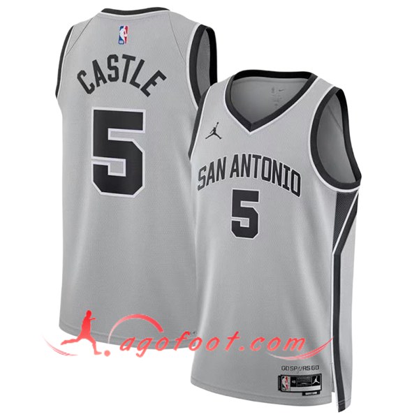 Maillot San Antonio Spurs (CASTLE #5) 2025/26 Gris/Noir