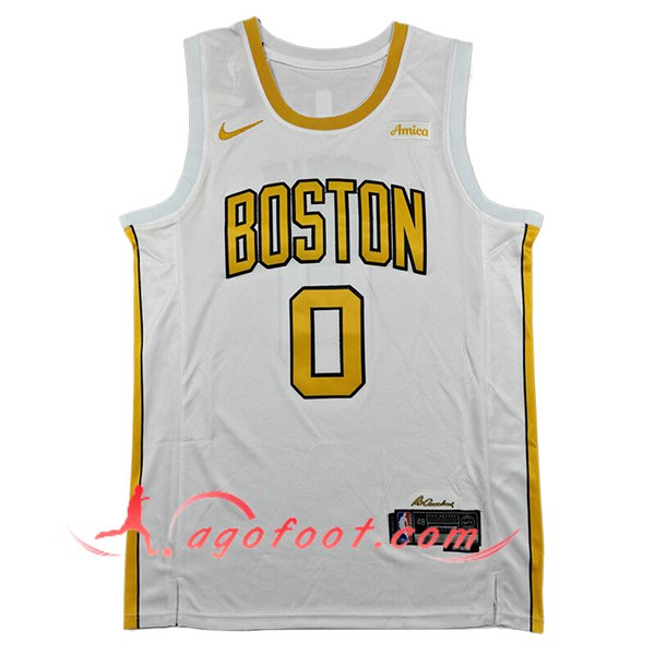 Maillot Boston Celtics (TATUM #0) 2025/26 Blanc/Jaune