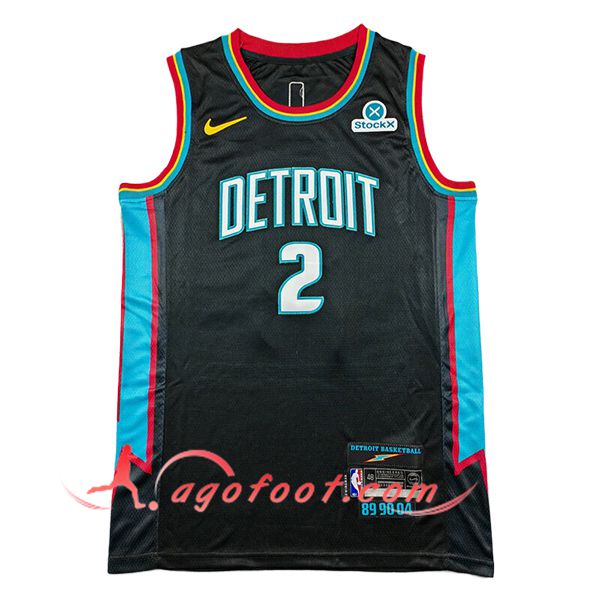 Maillot Detroit Pistons (CUNNINGHAM #2) 2025/26 Noir/Bleu/Rouge