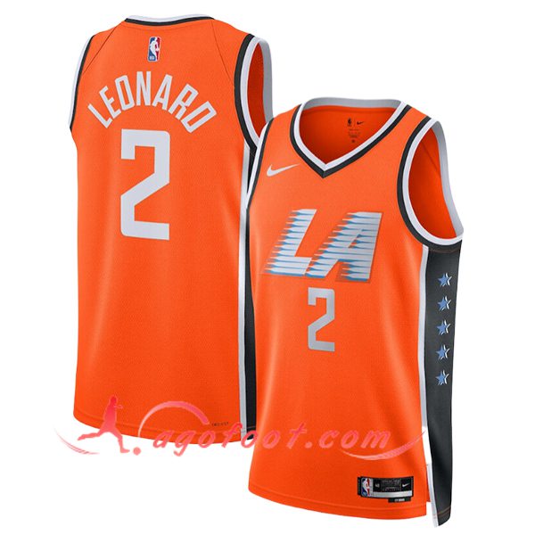 Maillot Los Angeles Clippers (LEONARD #2) 2025/26 Orange/Noir
