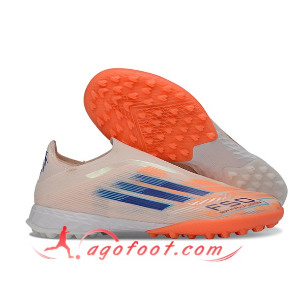 Adidas Chaussures de Foot F50 Pro Laceless TF Orange/Bleu