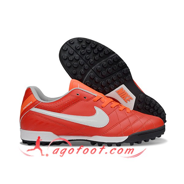 Nike Chaussures de Foot Tiempo Ligera V TF Orange/Blanc