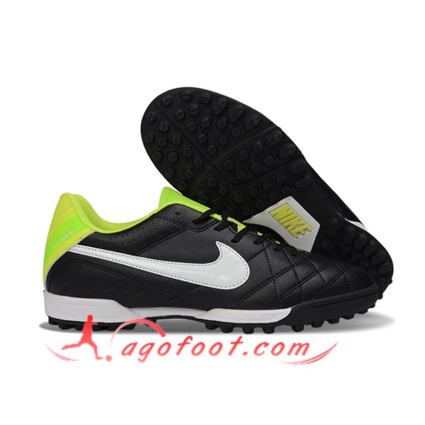 Nike Chaussures de Foot Tiempo Ligera V TF Noir/Blanc/Vert