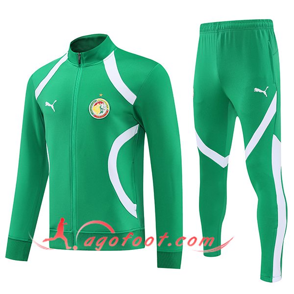 Ensemble Survetement de Foot Veste Foot Sénégal Vert/Blanc 2025/2026