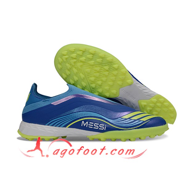 Adidas Chaussures de Foot F50 Pro Laceless TF Bleu/Vert