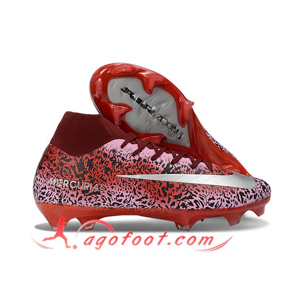 Nike Chaussures de Foot Air Zoom Mercurial Superfly IIX Elite FG Rouge/Gris/Noir