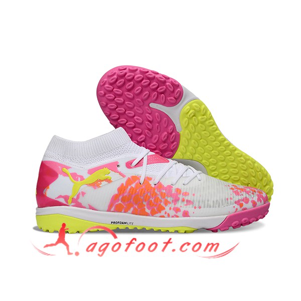 PUMA Chaussures de Foot FUTURE 8 ULTIMATE TF Blanc/Rose/Jaune
