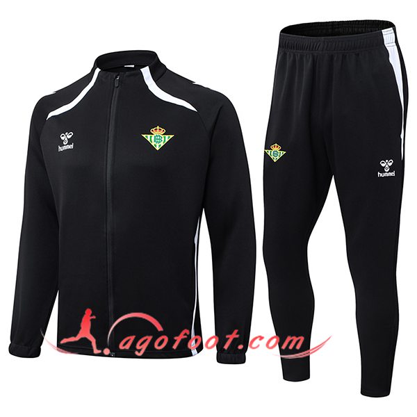 Ensemble Survetement de Foot Veste Real Betis Noir/Blanc 2025/2026