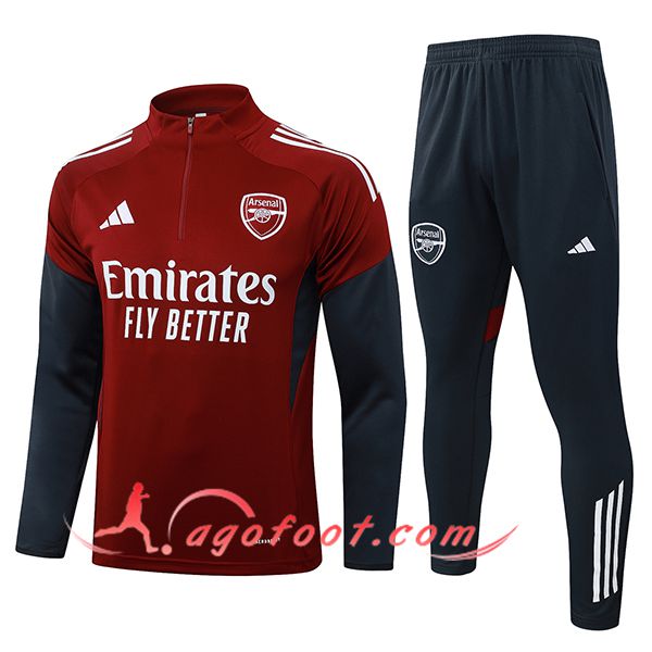 Ensemble Survetement de Foot Arsenal Rouge/Gris 2025/2026 -02