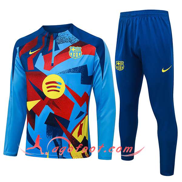 Ensemble Survetement de Foot FC Barcelone Bleu/Rouge/Jaune 2025/2026