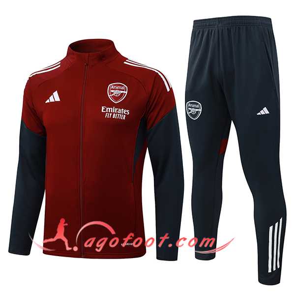 Ensemble Survetement de Foot Veste Arsenal Rouge/Gris 2025/2026