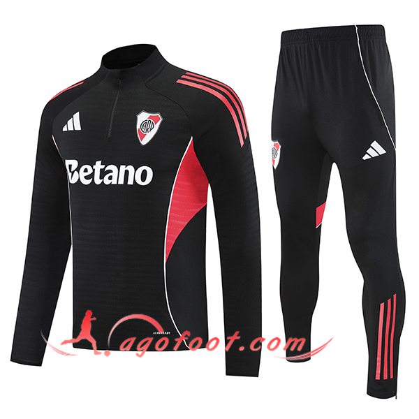 Ensemble Survetement de Foot River Plate Noir/Rouge 2025/2026