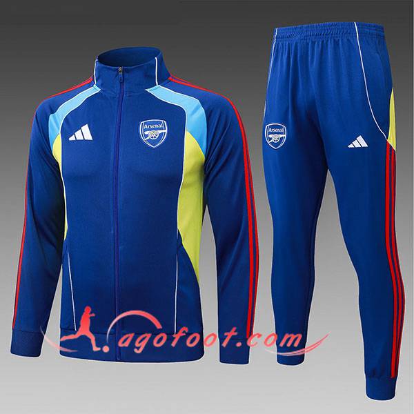 Ensemble Survetement de Foot Veste Arsenal Enfant Bleu/Jaune/Rouge 2025/2026
