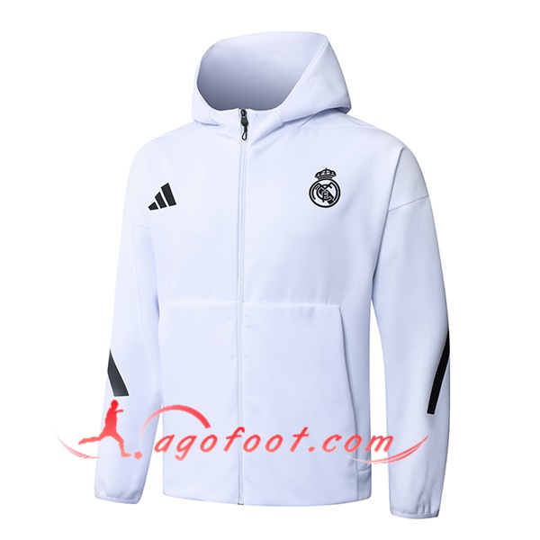 Veste A Capuche Real Madrid Blanc/Noir 2025/2026
