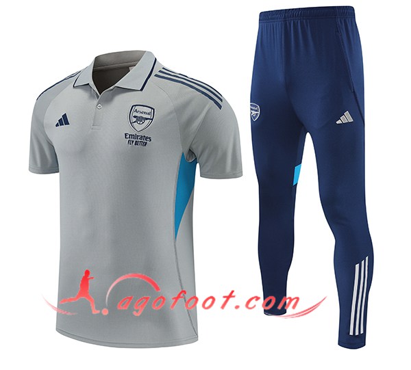 Ensemble Polo Foot Arsenal Gris/Bleu 2025/2026