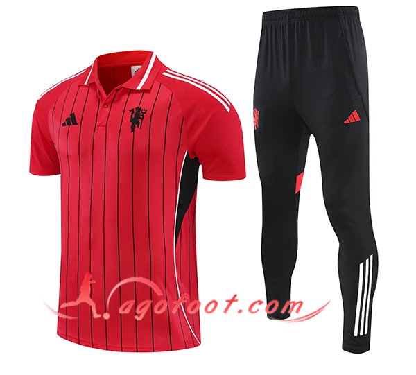 Ensemble Polo Foot Manchester United Rouge/Noir 2025/2026