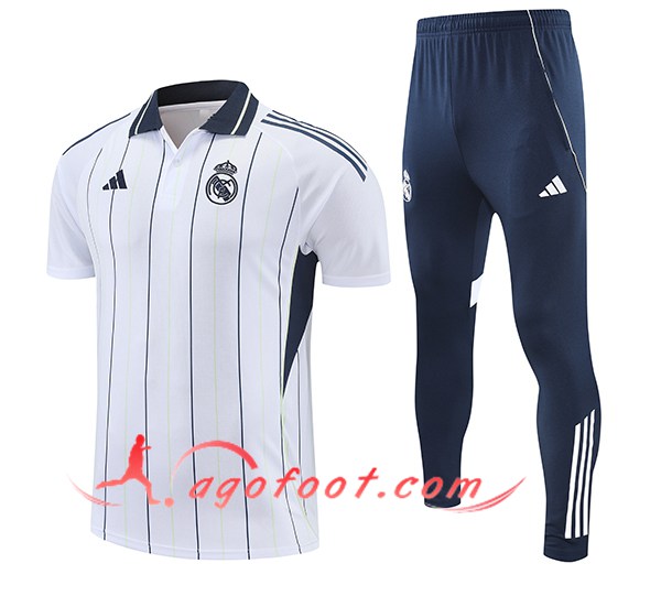 Ensemble Polo Foot Real Madrid Blanc/Bleu 2025/2026 -02