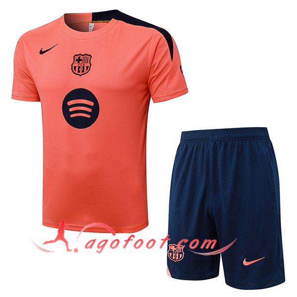 Ensemble Training T-Shirt FC Barcelone Orange/Noir 2025/2026