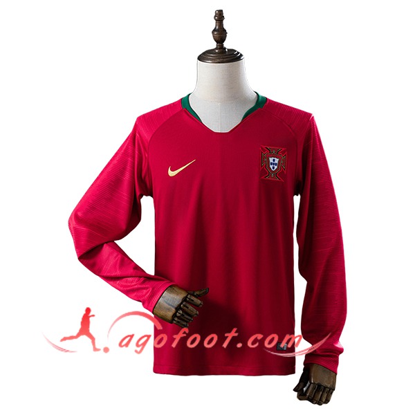 Maillot de Foot Portugal Retro Domicile Manches Longues 2018