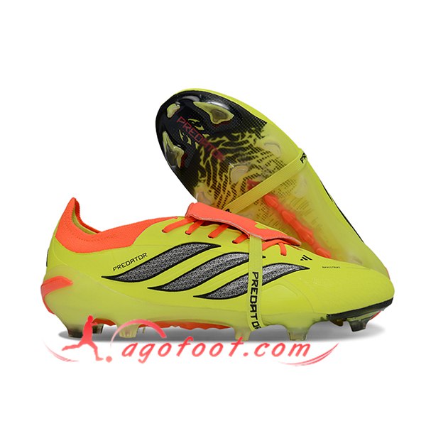 Adidas Chaussures de Foot 26 Predator Elite Tongue FG Jaune/Orange/Gris