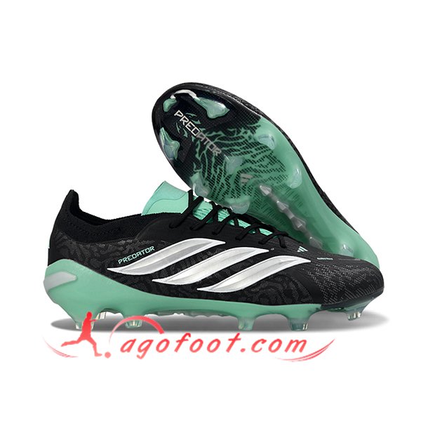 Adidas Chaussures de Foot 26 Predator Elite Tongue FG Noir/Vert/Gris