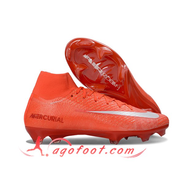 Nike Chaussures de Foot Air Zoom Mercurial Superfly IIX Elite FG Rouge/Blanc