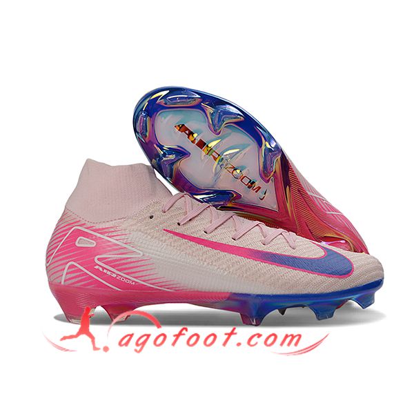 Nike Chaussures de Foot Air Zoom Mercurial Superfly IIX Elite FG Rose/Blu