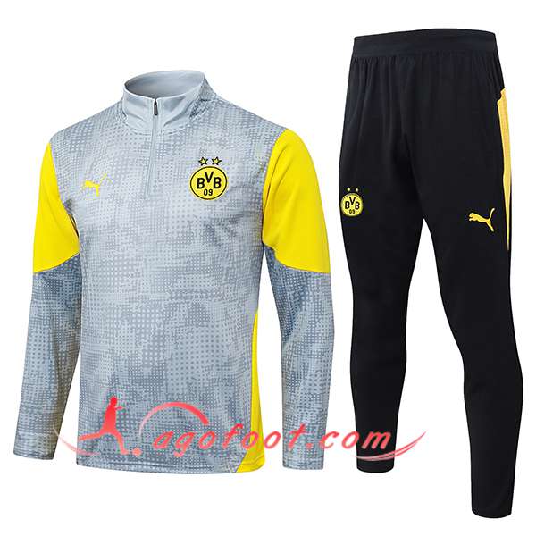 Ensemble Survetement de Foot Dortmund BVB Gris/Jaune 2025/2026